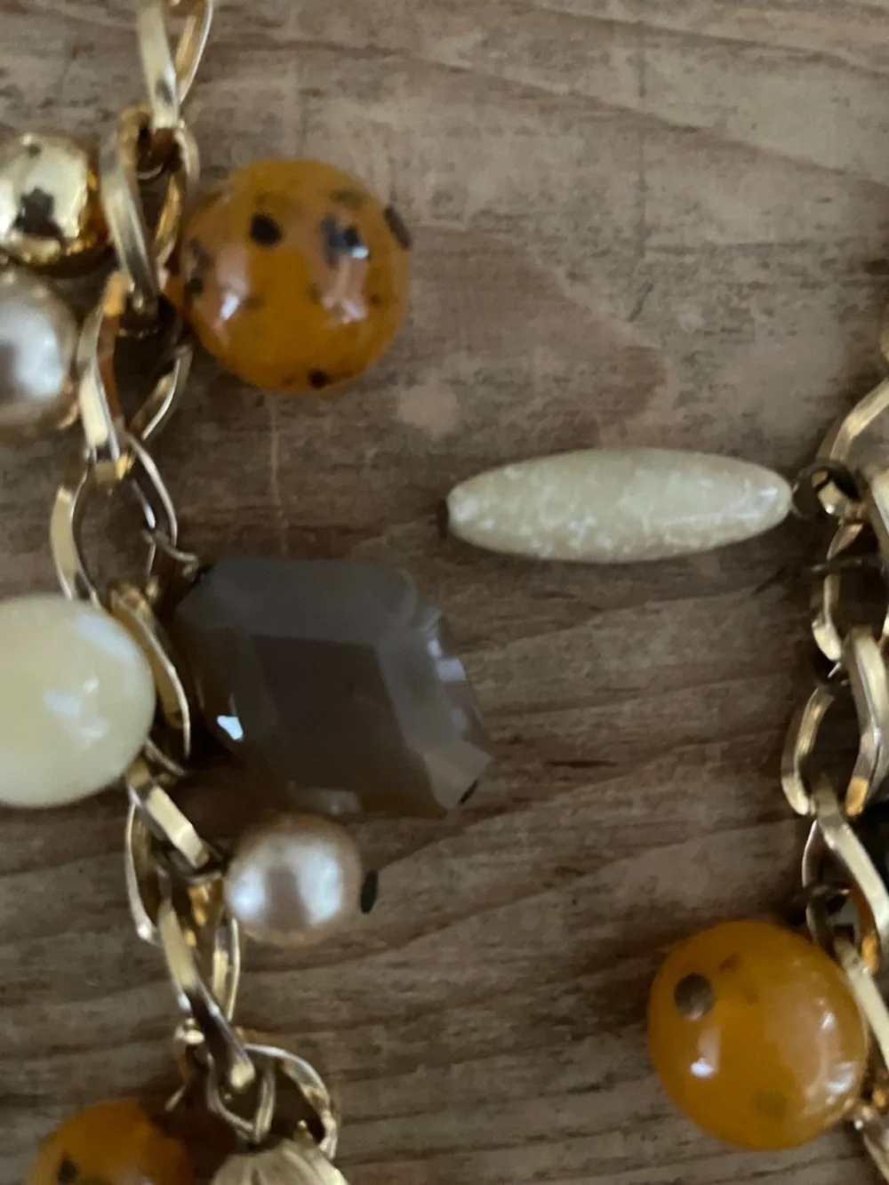NWOT Gold chain mixed beaded belt amber cream ivory hues elegant cocktail OSFM